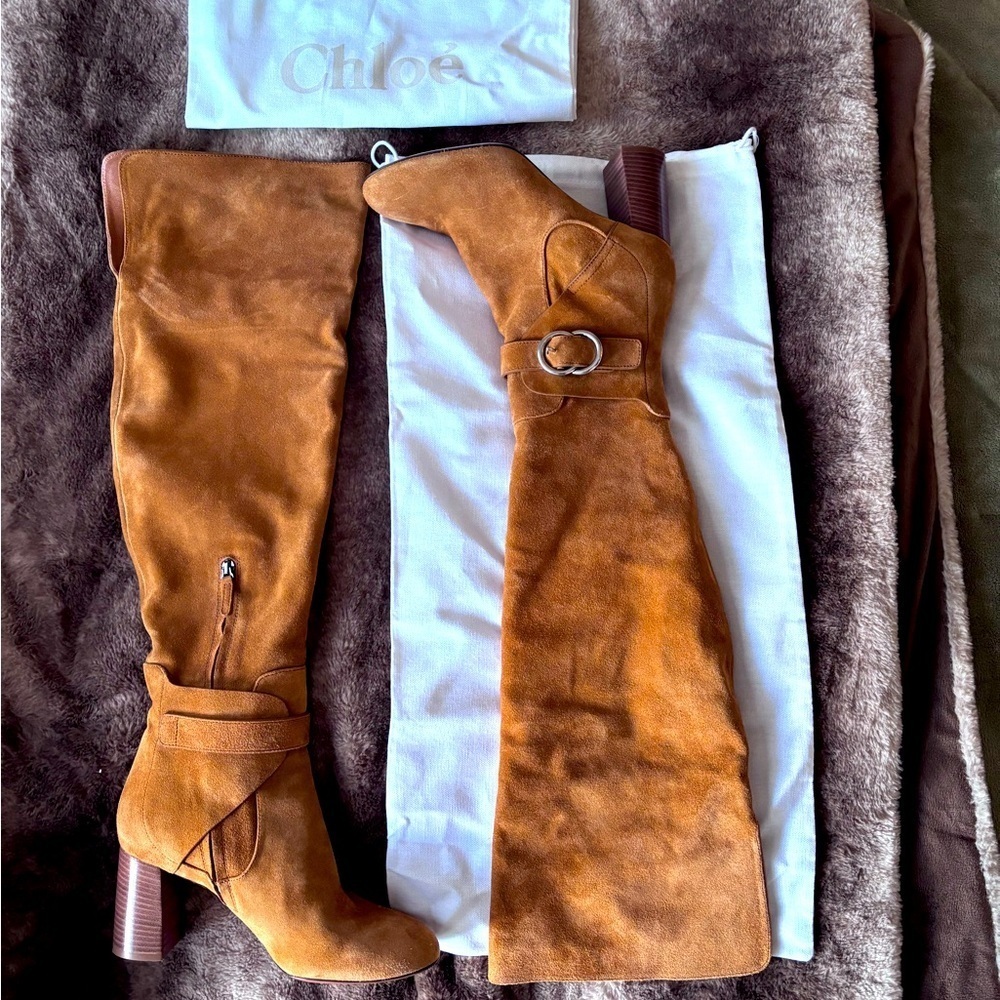 Chloe - OTK Wet Sand Suede Boots Size 39 or 9